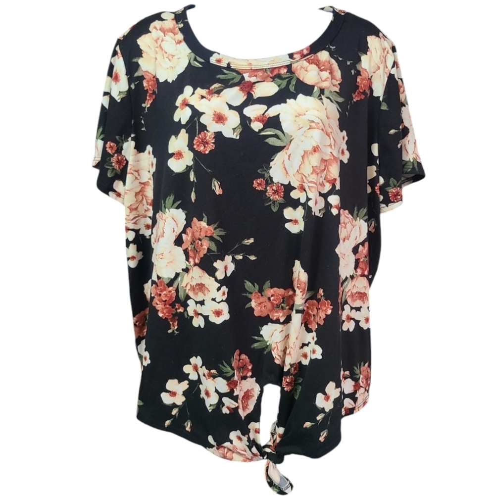 TMG floral front-knot top 3X